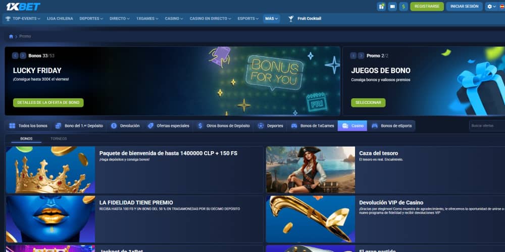 1xBet casino bonos y torneos