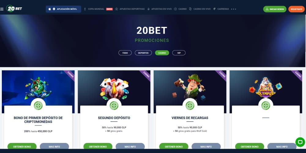 20Bet bonos y promociones