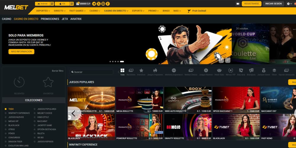 MelBet casino en vivo
