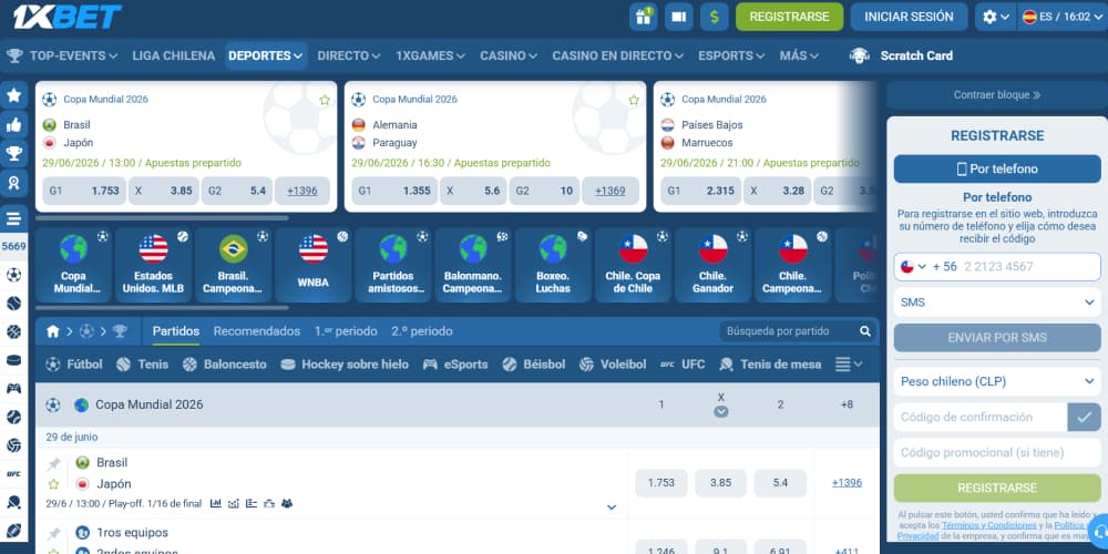 Sección de deportes del casino 1xBet