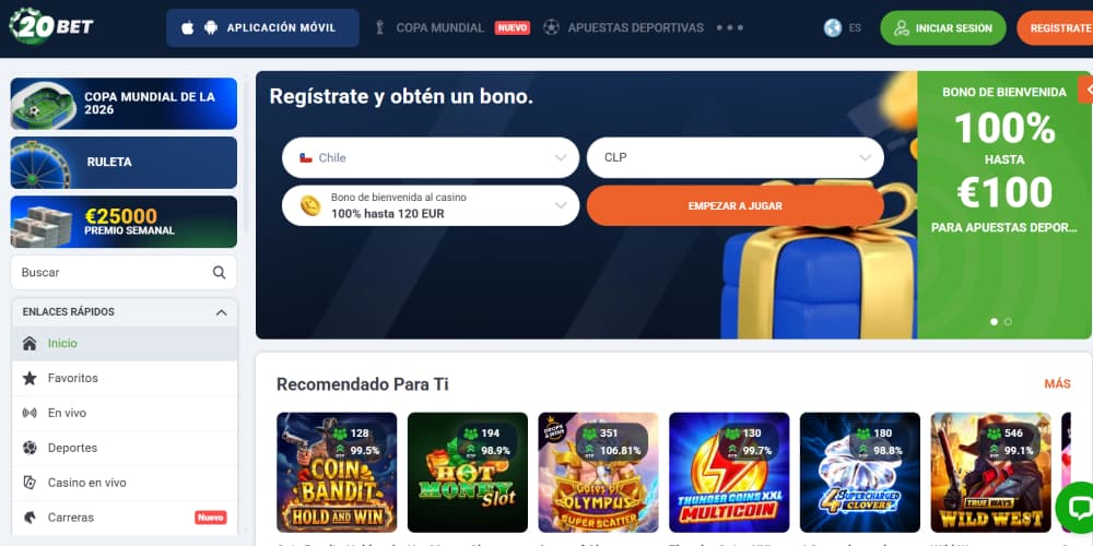 Sección de deportes del casino 20Bet