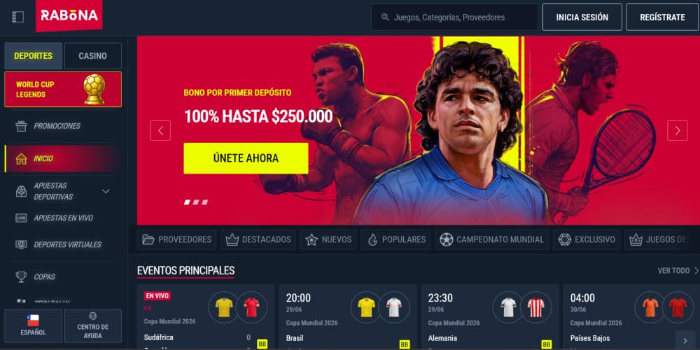 Sección de deportes del casino Rabona